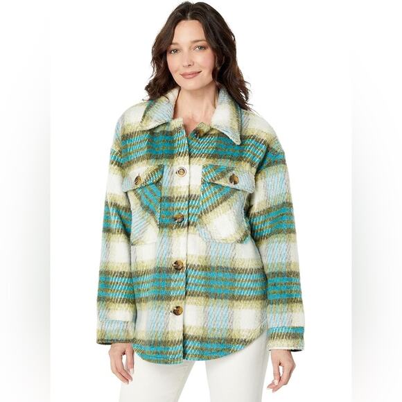NWT En Saison Zoe Shirt Jacket Shacket in Green Multi Plaid | Large - Picture 1 of 8